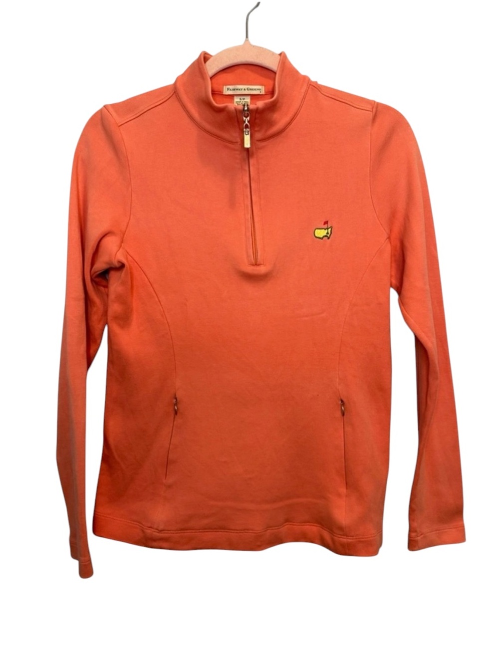 Fairway & Greene Masters Golf Peach Coral Quarter Zip Pullover Size Small Preppy - Picture 1 of 7